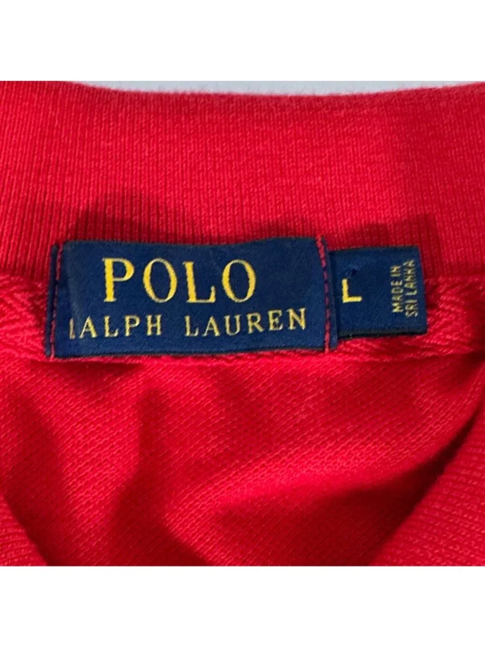 Ralph Lauren POLO Shirt Red w Blue BIG PONY 3 Mens Size LARGE